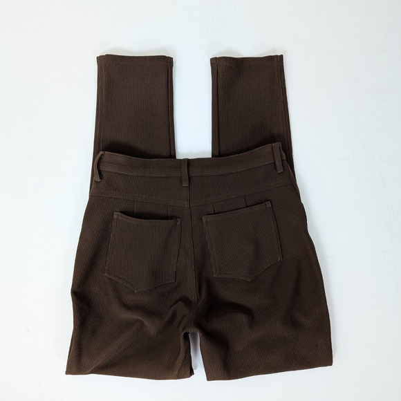 90s Ribbed Brown Pants Skinny Leg Bootcut Ultra High Waist - Picture 6 of 8
